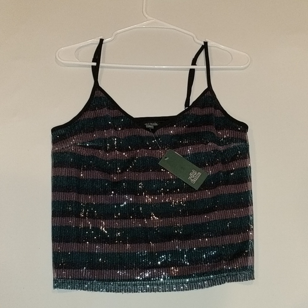 Sequined Sleeveless Crop Top